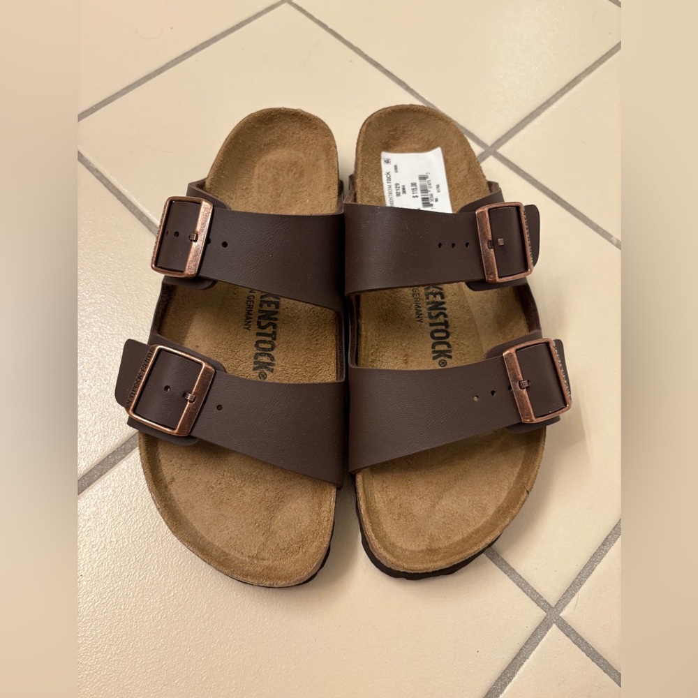 New💕 Birkenstock Arizona Birko-Flo Sandals Size 39, 8.5-9 Dark Brown *BNWT* $115